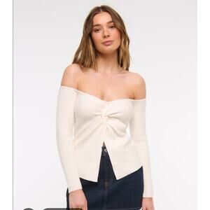 Abercrombie & Fitch Light Blue Twist Front Ribbed Sweater Top Size S Coquette